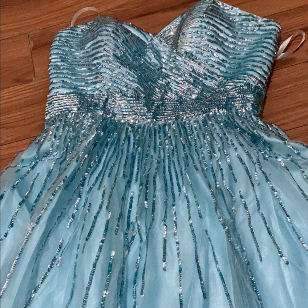 Blue sequence prom dress